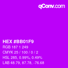 颜色代码: HEX #BB01F9 | qconv.com