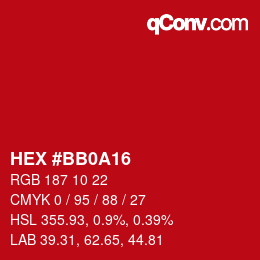 Color code: HEX #BB0A16 | qconv.com