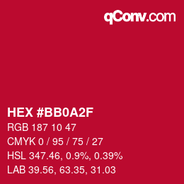 Color code: HEX #BB0A2F | qconv.com