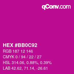 Color code: HEX #BB0C92 | qconv.com