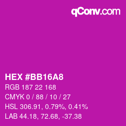 Color code: HEX #BB16A8 | qconv.com