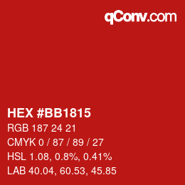 Color code: HEX #BB1815 | qconv.com