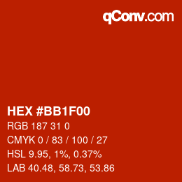 Código de color: HEX #BB1F00 | qconv.com