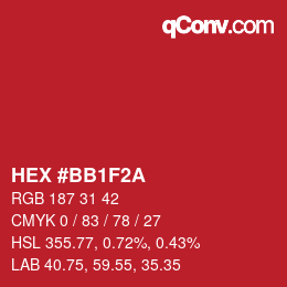 Color code: HEX #BB1F2A | qconv.com