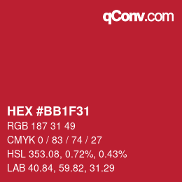 Color code: HEX #BB1F31 | qconv.com