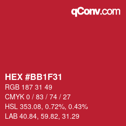 Color code: HEX #BB1F31 | qconv.com