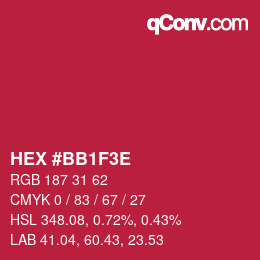 Color code: HEX #BB1F3E | qconv.com