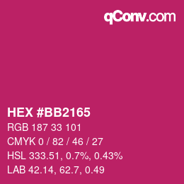 Farbcode: HEX #BB2165 | qconv.com
