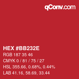 Color code: HEX #BB232E | qconv.com