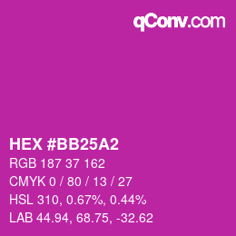 Farbcode: HEX #BB25A2 | qconv.com