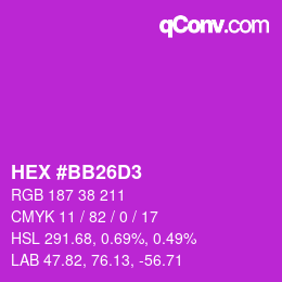 Color code: HEX #BB26D3 | qconv.com