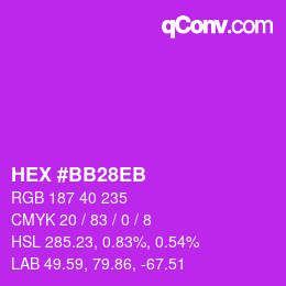 Color code: HEX #BB28EB | qconv.com