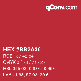 Código de color: HEX #BB2A36 | qconv.com