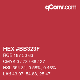 Color code: HEX #BB323F | qconv.com