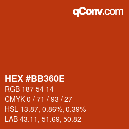 Color code: HEX #BB360E | qconv.com