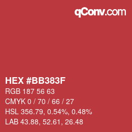 Farbcode: HEX #BB383F | qconv.com