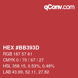 Código de color: HEX #BB393D | qconv.com