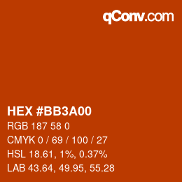 Color code: HEX #BB3A00 | qconv.com