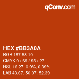 Color code: HEX #BB3A0A | qconv.com