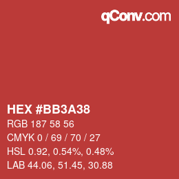 Color code: HEX #BB3A38 | qconv.com