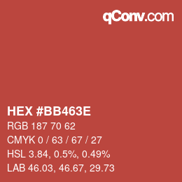 Código de color: HEX #BB463E | qconv.com