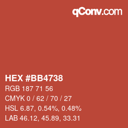 Color code: HEX #BB4738 | qconv.com