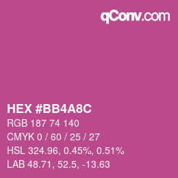 颜色代码: HEX #BB4A8C | qconv.com