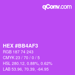 颜色代码: HEX #BB4AF3 | qconv.com