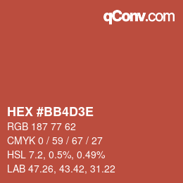 Farbcode: HEX #BB4D3E | qconv.com