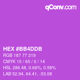 颜色代码: HEX #BB4DDB | qconv.com