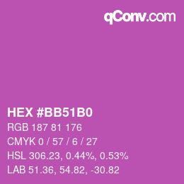 颜色代码: HEX #BB51B0 | qconv.com