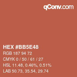 Color code: HEX #BB5E48 | qconv.com