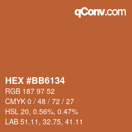Color code: HEX #BB6134 | qconv.com