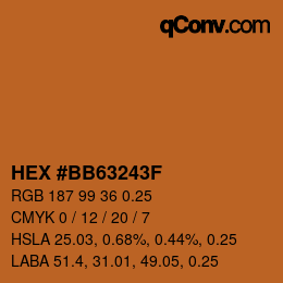 Farbcode: HEX #BB63243F | qconv.com