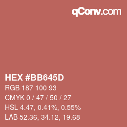 カラーコード: HEX #BB645D | qconv.com