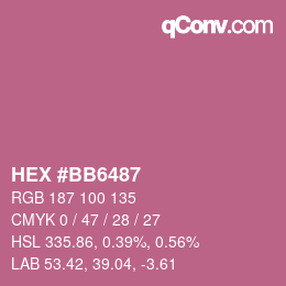 颜色代码: HEX #BB6487 | qconv.com
