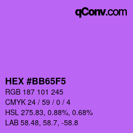 Color code: HEX #BB65F5 | qconv.com
