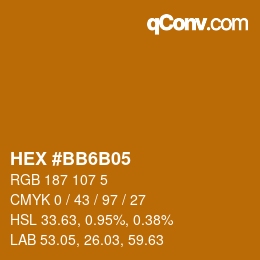 カラーコード: HEX #BB6B05 | qconv.com