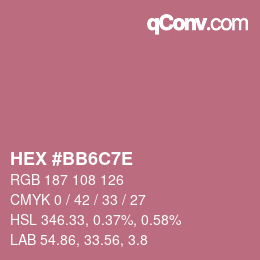 Color code: HEX #BB6C7E | qconv.com