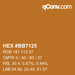カラーコード: HEX #BB7125 | qconv.com