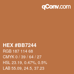 颜色代码: HEX #BB7244 | qconv.com