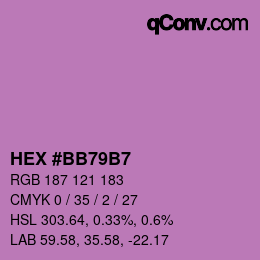 カラーコード: HEX #BB79B7 | qconv.com