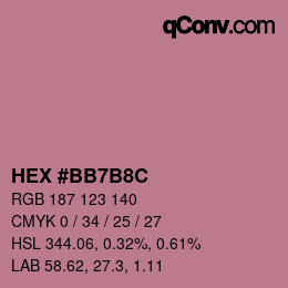 Color code: HEX #BB7B8C | qconv.com