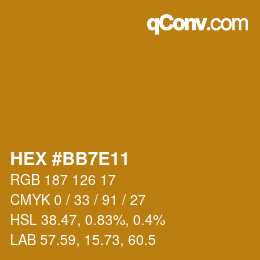 颜色代码: HEX #BB7E11 | qconv.com