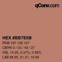 Color code: HEX #BB7E6B | qconv.com
