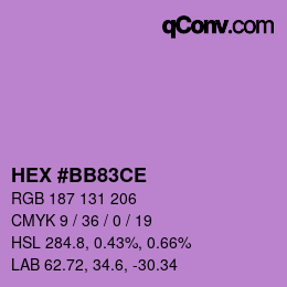 颜色代码: HEX #BB83CE | qconv.com