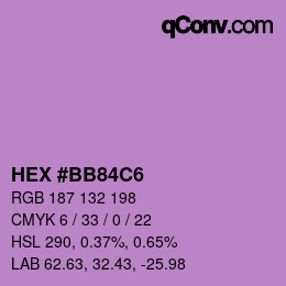 カラーコード: HEX #BB84C6 | qconv.com