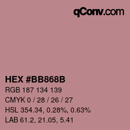 Color code: HEX #BB868B | qconv.com