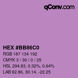 Color code: HEX #BB86C0 | qconv.com