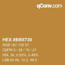 Color code: HEX #BB8739 | qconv.com